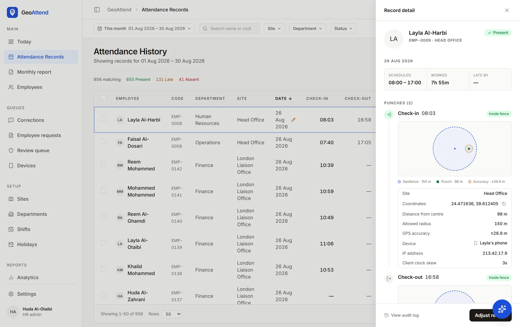GeoAttend screenshot